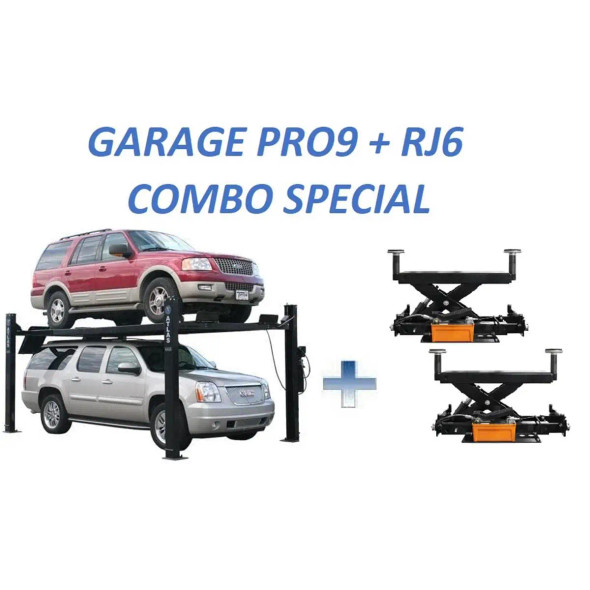 Atlas®  PRO9000 4 Post Lift + RJ6 Rolling Jacks Combo